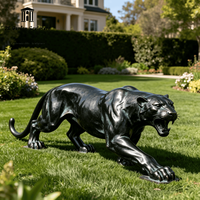 Sculpture de léopard réaliste en bronze sur mesure, taille réelle, statue de guépard sauvage simulée pour la décoration extérieure de villas de luxe et de jardins