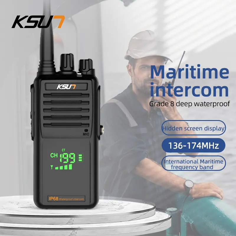 KSUN 10W IP68 Waterproof VHF Maritime Two Way Radio Scanner Portable Wireless Intercom Long Range Marine Walkie Talkie