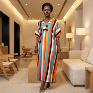 Túnica Africana Kanga para Mujer, Ecológica, de Poliéster Ligero, con Rayas y Estampado Liso, para Primavera, Otoño y Verano - Product Image 6
