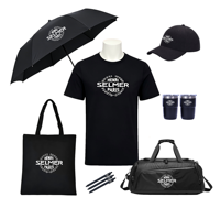 Ensemble cadeau promotionnel Hong-Fu, t-shirt en coton noir personnalisé avec impression sérigraphique, parapluie, casquette, sac fourre-tout, gobelet, cadeaux avec logo