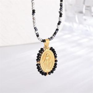 Collier ras-de-cou NG1089 plaqué or <span class=keywords><strong>avec</strong></span> perles arc-en-ciel, Vierge Marie, Virgen Del Valle De La Caridad Del Cobre, bijoux religieux - Product Image 3