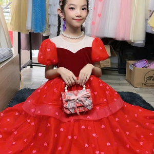 Công Chúa Cô Gái Nhung Trượt Cứng Lưới Vòng Cổ Ăn Mặc loe Lớp Và Mô Hình Trái Tim Odm Cung Cấp Cho Trẻ Em - Product Image 1