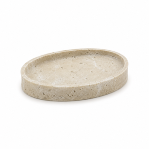 Ensemble de salle de bain en résine sable ondulée sculpturale et organique, accessoires à texture de pierre mouchetée pour salle de bain - Product Image 4