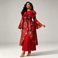 Vestidos de Mujer Otoño 2026, Elegantes Vestidos Maxi Africanos con Estampado Floral, Vestido de Fiesta Modesto con Volantes, Talla Grande, Estilo Miyake Plisado