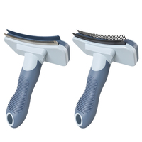 Brosse autonettoyante pour animaux de compagnie avec lame double couche pour l'élimination des poils et la démêlage des chiens et des chats