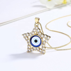 Chaîne de perles étoiles et yeux de démon en zircon pour la fabrication de bijoux, colliers plaqués or 18 carats, tendance, vente en gros - Product Image 4