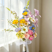 Bouquet de Mariage Artificiel de Luxe pour la Mariée, Composition Florale en Soie Prête à l'emploi pour Accessoires de Photographie de Fiançailles, Vente en Gros