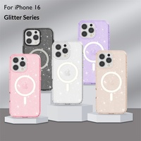 Nouvelle coque de téléphone en acrylique pailleté pour 17 Pro Max 16 Plus 14/15, avec fixation magnétique, résistante aux chutes et au pressage à chaud