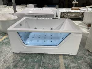 Bañera de Hidromasaje Rectangular de Acrílico Transparente de Lujo en Negro o Blanco, <span class=keywords><strong>con</strong></span> Luz LED, Bañera Doble - Product Image 6