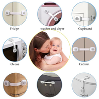 Armoire Serrures de sécurité pour enfants Serrures et sangles d'armoire avec sangle réglable adhésive Loquets au tiroir Réfrigérateur Toilette