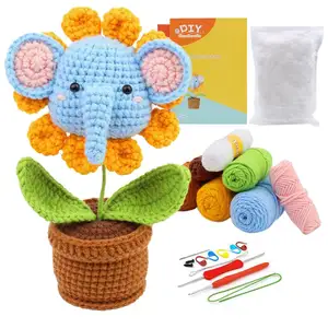 Anfänger-Häkel-Anfänger-Kit für komplette Anfänger Erwachsene DIY Elefant-Tier-Häkel-Kits für Erwachsene