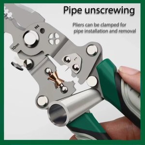 Pince à dénuder, à sertir et à couper les câbles multifonctionnelle industrielle manuelle pliable, outil à main en fer pour électricien et usage en jardin - Product Image 3