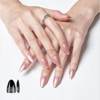 Faux ongles à presser semi-mat, pointes plus résistantes, à retirer par trempage, forme amande courte, 16 tailles, extension en gel NADECO