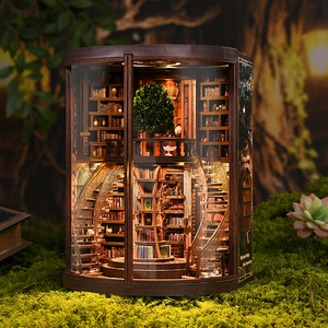 Maison de poupée miniature en forme de coin lecture, kit DIY avec petit puzzle en bois pour les créateurs et les projets de décoration intérieure - Product Image 1