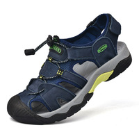 Sandales fermées pour hommes de haute qualité, respirantes, avec bande élastique, en cuir véritable, chaussures aquatiques, randonnée en plein air, fabrication artisanale, luxe, EVA