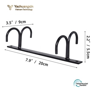 Heavy Duty Iron Wall Mount <b>Hooks</b> Rectangular Industrial Design Storage Closet Organizer Black Metal Hanger - Product Image 6