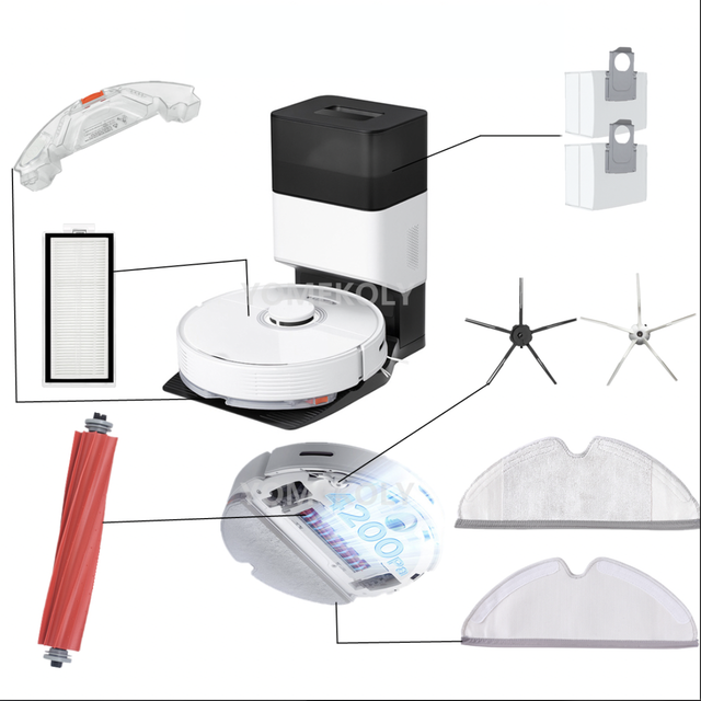 Robot Vacuum Cleaner Replacement Parts  Accessories Hepa Filter Mop Dust Bag Side Brush Main Brush for Roborock Q7 Max Max+ T8+