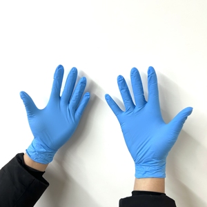 Tinture per <span class=keywords><strong>capelli</strong></span> senza lattice 4mil 5mil salone di bellezza 9 pollici polvere senza dita Texture <span class=keywords><strong>blu</strong></span> pesante 4mil 5mil guanti in Nitrile - Product Image 2