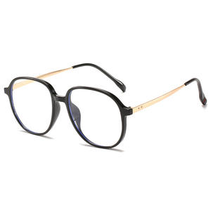 Monture de lunettes ovales anti-lumière bleue G, monture complète en acétate TR, lunettes d'ordinateur unisexe avec branches colorées P4-6039 - Product Image 1