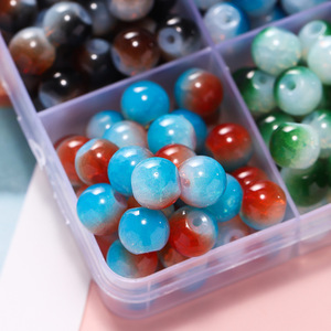 8Mm Crackled Glass <b>Beads</b> Round Loose <b>Beads</b> For Bracelet Making <b>Crystal</b> Lampwork Glass DIY Jewelry Making Material - Product Image 2