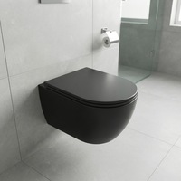 Siège de toilette carré noir fin en Duroplast, fermeture douce, démontage rapide, pour WC