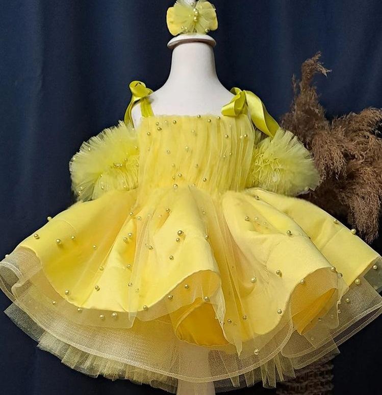 Ball Gown for Kids Yellow Elegant Party Wedding Dresses