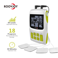 Appareil de massage TENS/EMS portable 2-en-1 pour soulager la douleur - Certifié Classe 2, intensité réglable, utilisation médicale et hospitalière