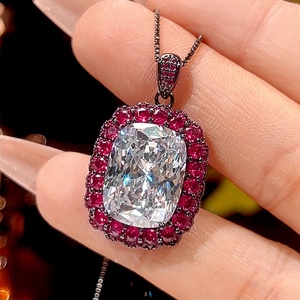 High End Eco-friendly Copper Black Gold Plated 12*16mm White Zircon High Quality Jewelry Necklace <b>Set</b> for Premium Daily Elegant - Product Image 4