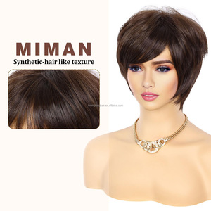 Parrucche Sintetiche Marrone Naturale con Frangia, Taglio Corto Pixie per Donne Afro, Resistenti al Calore per Uso Quotidiano - Product Image 4