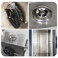 Carrinho de Picolé em Aço Inoxidável de Grau Alimentício, Carrinho Móvel para Exibição de Picolés com Caixa Isolada para Vendedores