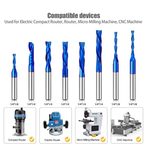 1/4 Inch Shank Nano Blue Solid Carbide <strong>Router</strong> <strong>Bit</strong> TCT Mortising CNC Flush Trim Upward <strong>and</strong> Downward Rotation Trimming Cutter - Product Image 3