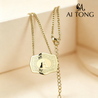 Collar Personalizado al por Mayor de Acero Inoxidable Estilo Occidental con Letra Mayúscula Dorada, Colgante Vintage con Placa de Nombre Inicial, Joyería para Fiestas