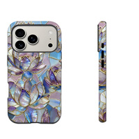 Étui de téléphone magnétique 2-en-1 avec motif de fleurs de lotus pour 15 Pro Max - Étuis de téléphone portables fins et résistants aux chocs