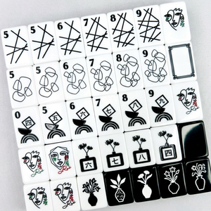 White Black Mahjong Tiles Art Design Number Pattern Game Pieces for Mahjong <b>Table</b> Play - Product Image 1