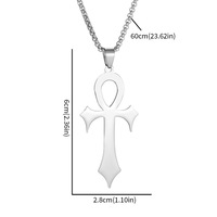 Collier Pendentif Croix Ankh en Acier Inoxydable Or Argent Noir Chaîne Cubaine Symbole Clé de Vie Égyptienne Ancienne Bijoux Hip Hop