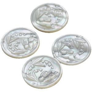 Colgante redondo de 31mm con tallado de conejo de nácar natural, accesorio Hanfu de estilo chino tradicional - Product Image 5