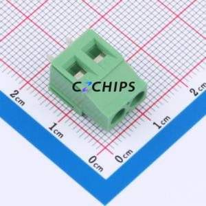 DB123-5.08-2P-GN-S Screw Terminal Block Through hole Component (THT),P=5.08mm Connector 1x2P 5.08mm Green Through Hole - Product Image 1