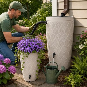 <span class=keywords><strong>Serbatoio</strong></span> per Acqua Piovana in Plastica da Esterno con Rubinetto, Vaso Decorativo, Kit per Raccolta Acqua Piovana da Giardino - Product Image 6