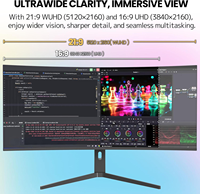 Moniteur 5K 5120*2160P 40 pouces ultra large PBP PIP écran d'ordinateur LED 2500R incurvé 75hz 120hz IPS 1ms LCD moniteur de jeu PC