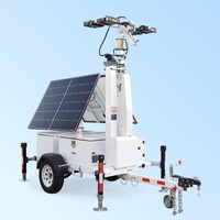Tour d'éclairage solaire TPE-600LAH avec générateur de secours 2kW, mât télescopique 7m, 2 projecteurs LED 150W, 68000Lm, remorque, alimentation solaire