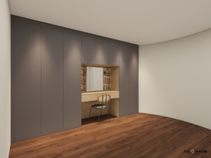 Armoire de rangement sur mesure Balom <span class=keywords><strong>en</strong></span> <span class=keywords><strong>bois</strong></span> massif pour chambre principale, avec coiffeuse intégrée - Product Image 3