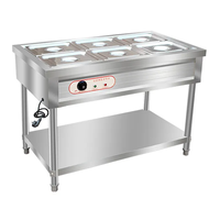Table commerciale de bain marie en acier inoxydable à 5/10 compartiments