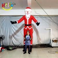 Costume de poupée gonflable géante de Père Noël, contrôlé par une tige, pour défilé de Noël