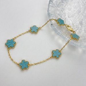 Hermosa y Elegante Pulsera <span class=keywords><strong>de</strong></span> Trébol <span class=keywords><strong>de</strong></span> Cuatro Hojas <span class=keywords><strong>de</strong></span> Lujo para Mujer, Chapado en Oro <span class=keywords><strong>de</strong></span> 18K, Cadena Fina, Joyería para Niñas, Regalo para Fiestas - Product Image 1