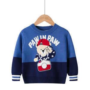 Otoño Invierno niños bebé suéteres cálido cuello alto suéter para niños niñas venta al por mayor moda dibujos animados Animal diseño tejido algodón - Product Image 3