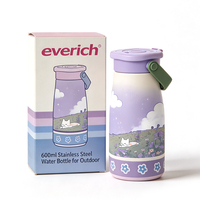 Bouteille d'eau isotherme en acier inoxydable de 20 oz pour enfants avec revêtement en céramique, anti-fuite, sans BPA, avec poignée de transport – Idéale pour la rentrée scolaire