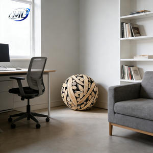 Sculpture d'art moderne en bois massif sur mesure, décoration de sol écologique, support d'affichage, statue de boule en bois - Product Image 6