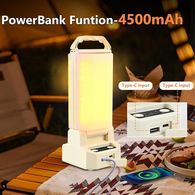Best Sales Solar Powered LED Portable Camping Lamp IP65 Rating 4 Color Temperatures 5 Brightness Settings 4500mAh