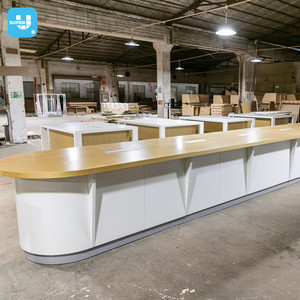 Tavolo Espositivo Personalizzato per Elettrodomestici e Elettronica, Bancone in Legno Rotondo per Esposizione di Computer Portatili - Product Image 1