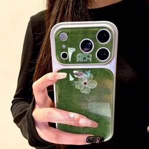 ZL114 Nuova Cover Personalizzata per <span class=keywords><strong>iPhone</strong></span> 17 Pro, Protezione Completa Lente, Stile Coreano Sfondo Verde con Fiori - Product Image 3